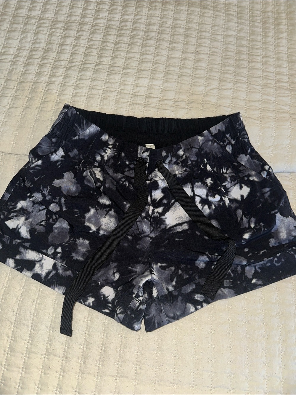 lululemon athletica Black and White Tie-Dye Athletic Shorts
